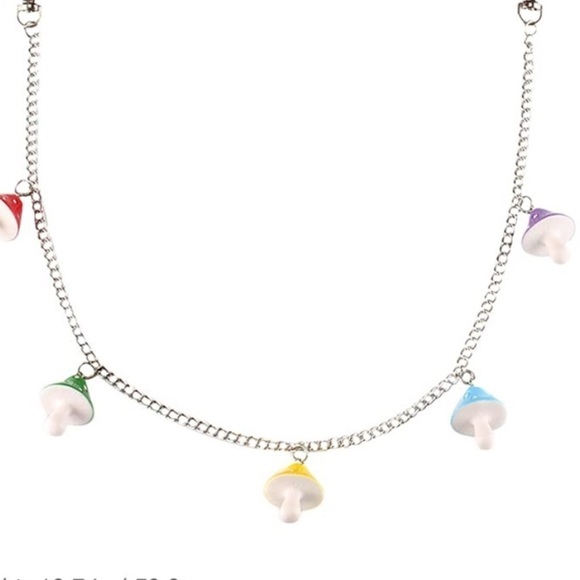 Urban Outfitters Jewelry - Urban Outfitters Pink Blue Silver Mushroom Pastel Necklace